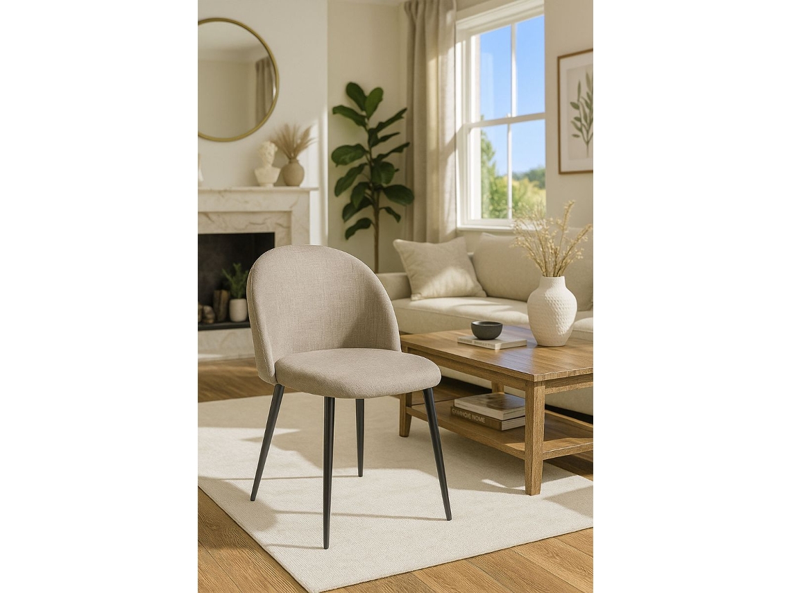Cadeira Black Vint Tecido - Beige