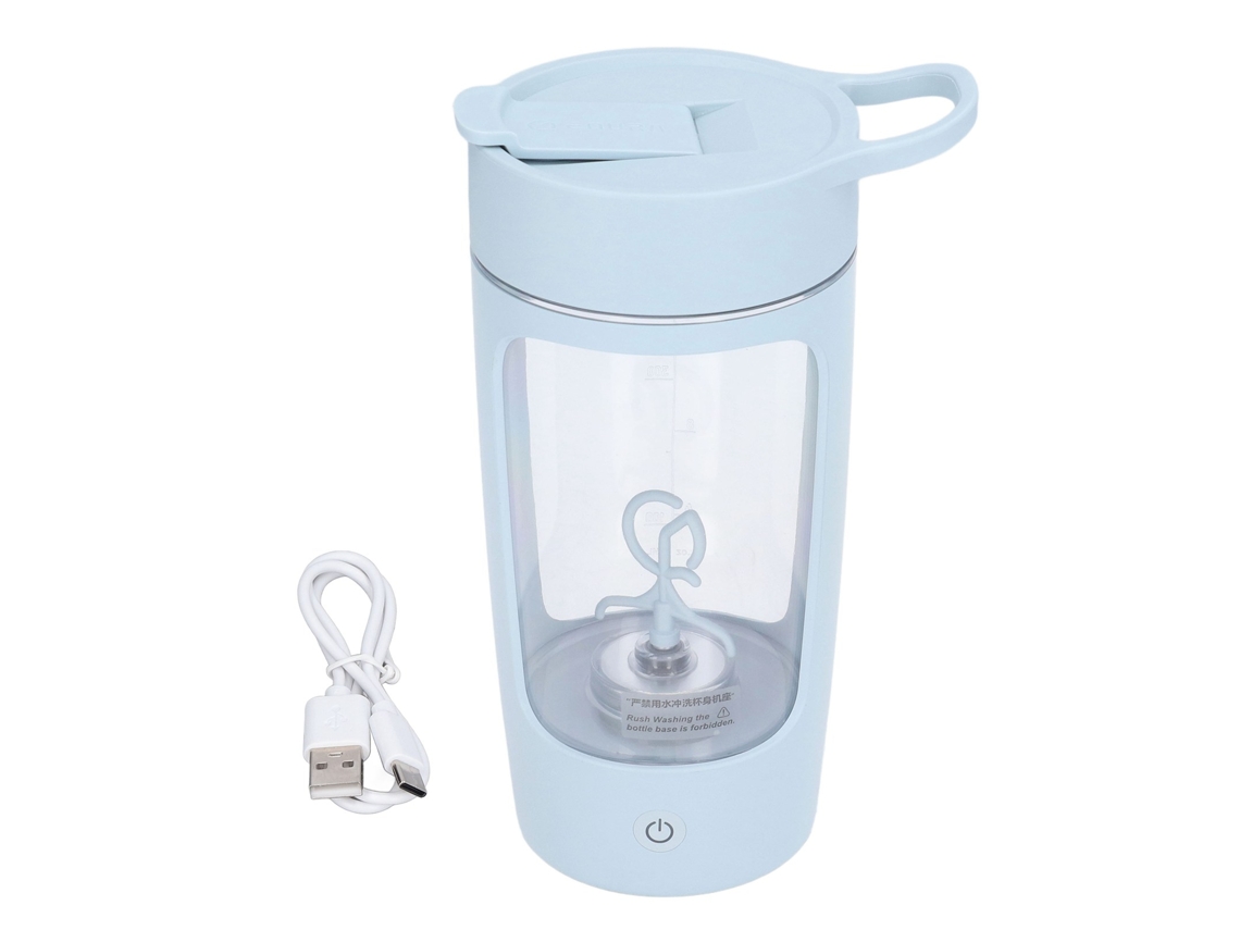 Garrafa Agitadora Elétrica de 650ml com Carregamento USB, Portátil, Azul, Livre de BPA, para Uso Doméstico e no Escritório. Brilvibera
