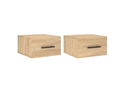 Conjunto de 2 Mesas de Cabeceira de Parede Cor Carvalho Sonoma MAISON EXCLUSIVE (35x35x20 cm)