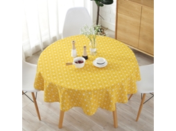 Lurelia Toalha De Mesa Redonda Algodão Amarelo Natural 100 Cm Lavável Nórdico