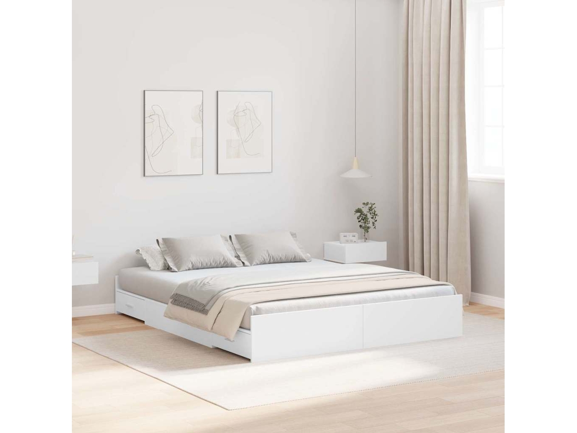 Vidaxl Estrado De Cama Com Arrumação Com Gaveta Branco 140 X 190 Cm