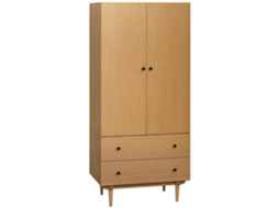 Guarda-roupa/closet Com 2 Portas, 2 Gavetas E Cabideiro - 80 X 52 X 180 Cm - Aparência De Madeira