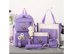 Novo Conjunto De Mochila Escolar Feminina Cinco Peças Para O Ensino Fundamental, Leve E Charmosa, Estudantes, Meninas, Peça Única Aquaforge