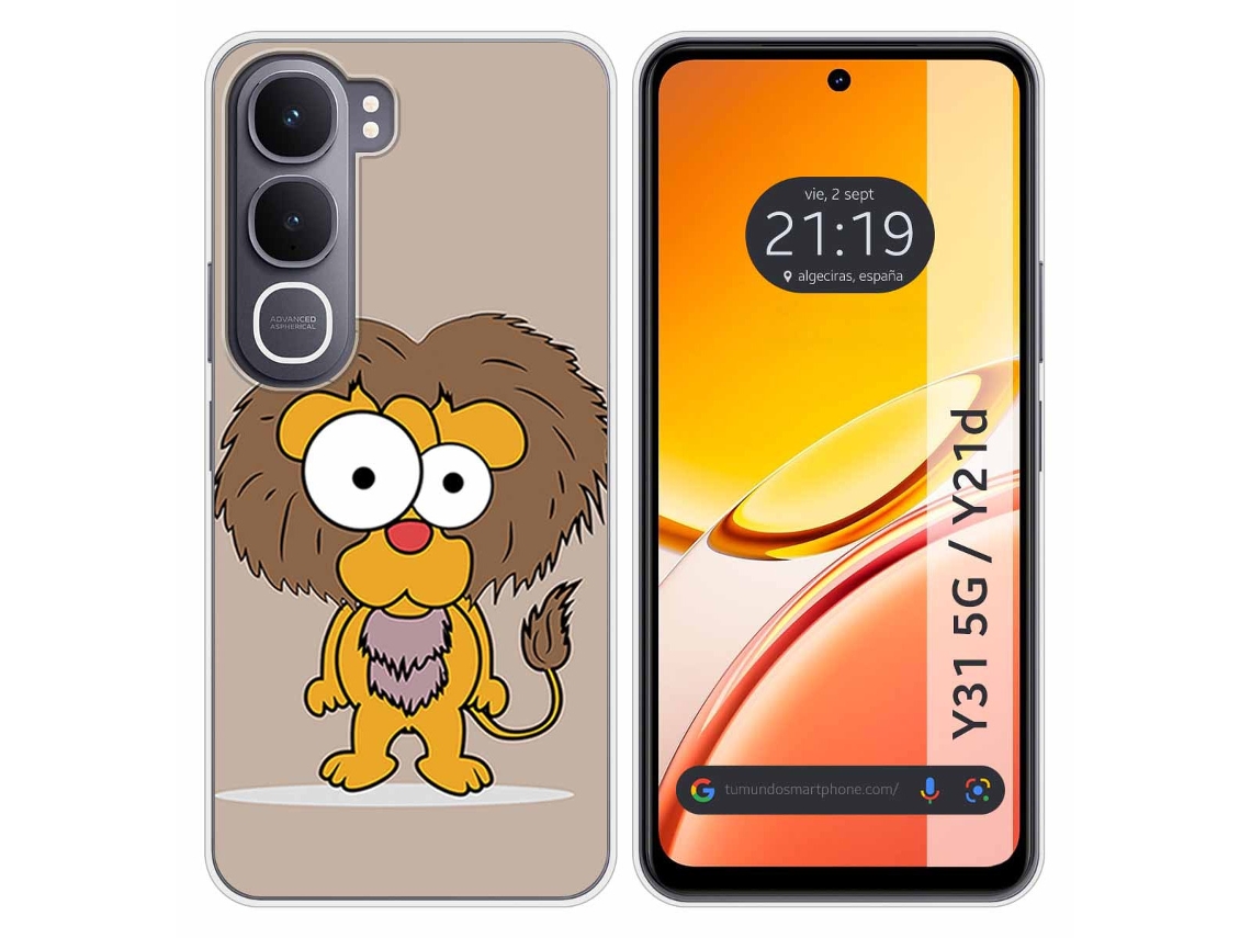 Capa Tumundosmartphone De Silicone Para Vivo Y31 5g / Y21d Com Estampa De Leão Desenho Animado