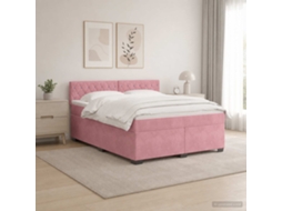 Vidaxl Cama Box Spring Com Colchão E Led Rosa 140 X 200 Cm Veludo