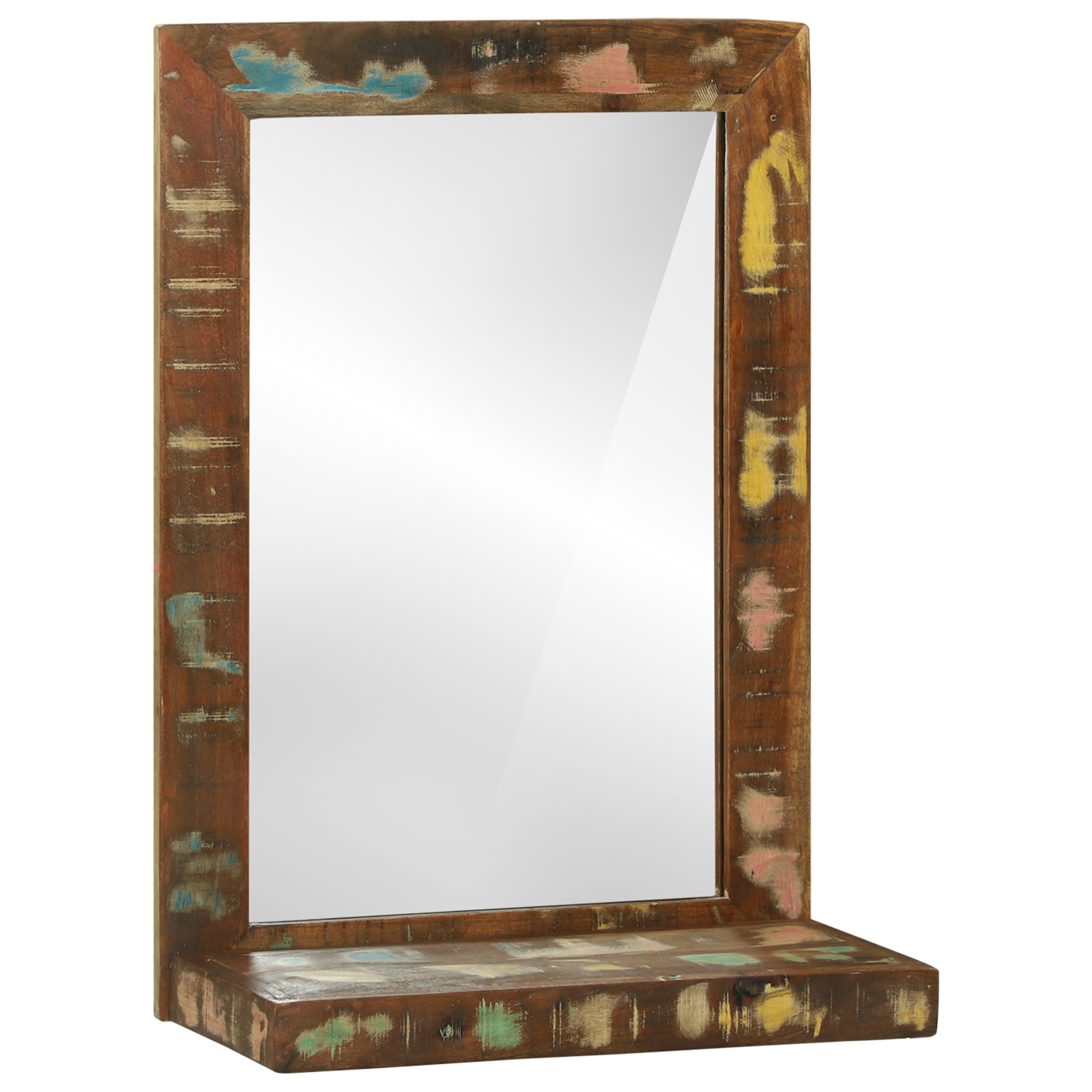 Conjunto 1 Espelho De Banheiro Vidaxl Castanho Madeira Recuperada Maciça (50 X 22 X 70 Cm)