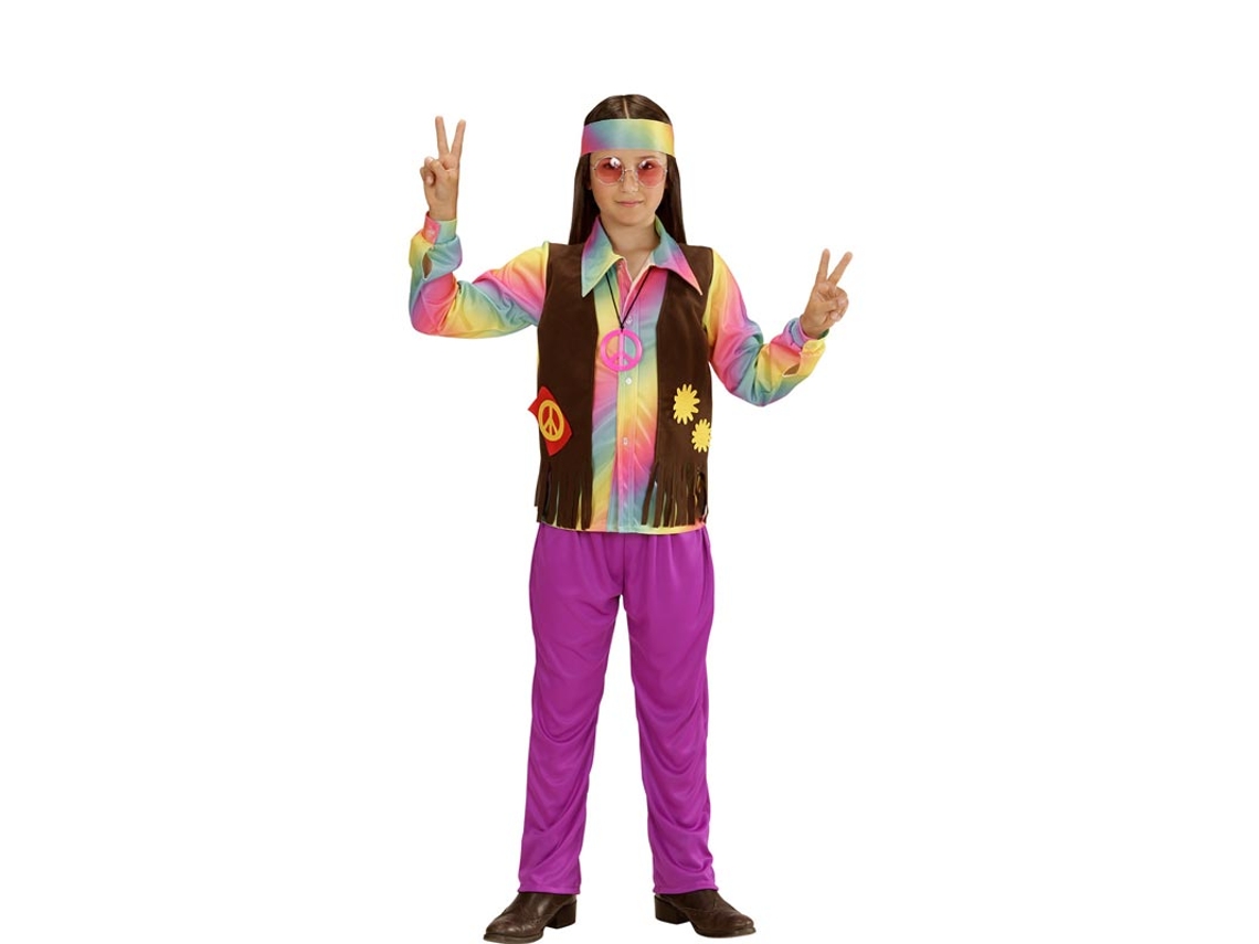 Fato de hippie arco-íris para criança e adolescente