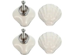 Toyandona 6-puxadores Em Cerâmica Formato De Concha Na Cor Clara Para Armários E Gavetas, Design Delicado E Elegante