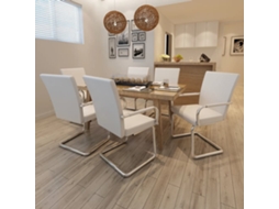 Vidaxl Cadeiras De Jantar Cantilever 6 Pcs Couro Artificial Branco