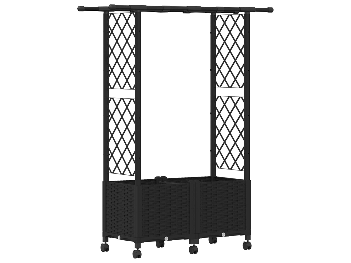 Vidaxl Cama Elevada Com Treliça E Telhado Preto 124,5 X 40 X 142 Cm Pp