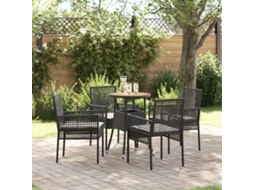 Vidaxl Conjunto de Jantar para Jardim 5 Pcs Preto Vime Pe