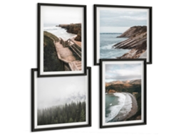 Galeria De Pinturas Murais Lagos De Montanha, Floresta, Reflexo Moldura Preta Imagens Para Um Quarto Infantil Espelharte (conjunto De 4 Imagens)
