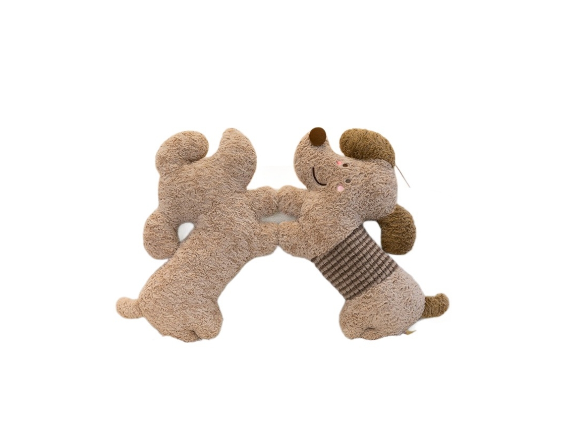 Almofada de Pelúcia de Cachorro Fofa, Almofada Decorativa para Sofá, Marrom Claro CHABERLU