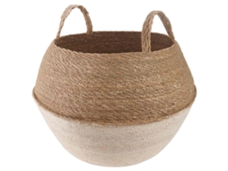 Vidaxl Cachepot Com Alças Branco Ø 45 X 36 Cm 100% Erva Marinha