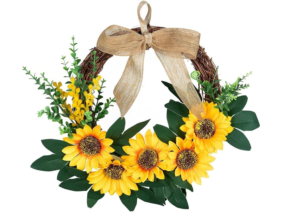 Guirlandas Decorativas, Guirlandas Decorativas Artificiais de 30 Cm, Guirlanda de Girassol Artificial, Guirlanda de Flores Amarelas BRILVIBERA
