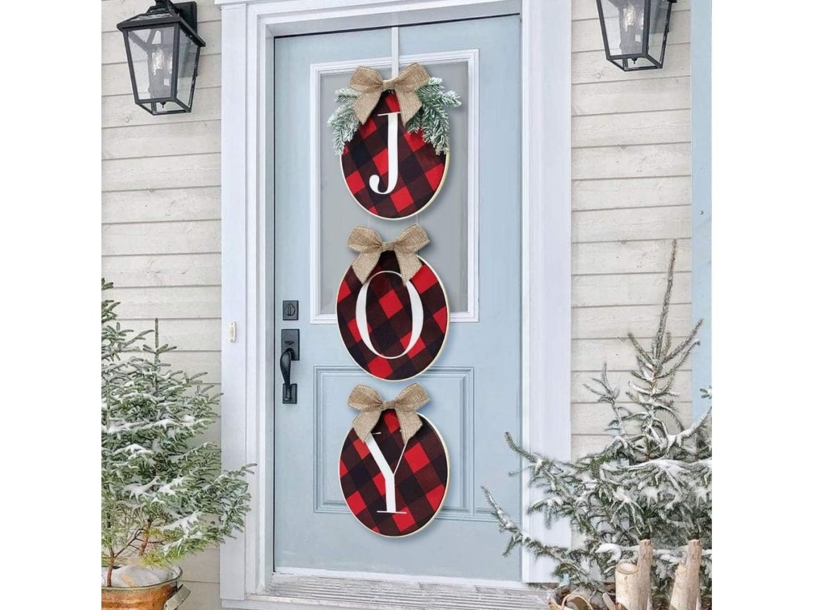 Decorações Natalinas, Símbolos Alegres, Guirlandas de Xadrez de Búfalo, Enfeites Rústicos de Linho e Madeira, Ergonômico, Uso Diário STELASPLEN