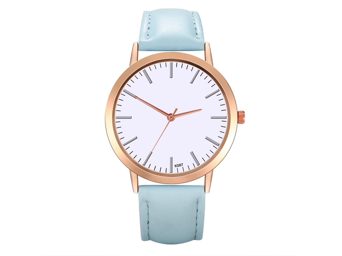 Reloj De Cuarzo Con Correa De Cuero Moderno Y Elegante Para Hombres Azul Claro