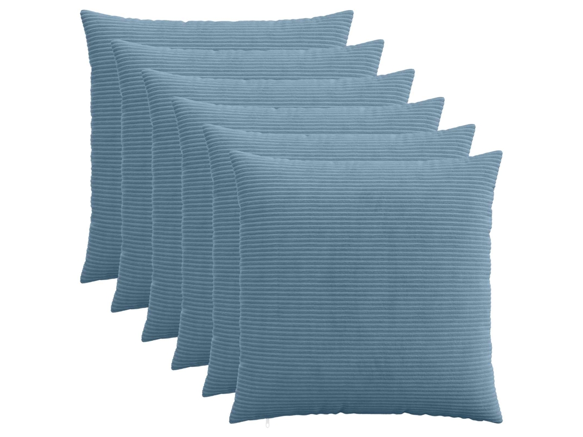 Vidaxl Capa Almofada 6 Pcs Heerlen Azul 60 X 60 Cm Cordão