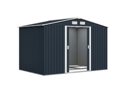 Galpão 4,9m² 277x195x192cm Portas Correr Base Reforçada Cinza Escuro