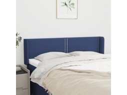 Vidaxl Cabeceira De Cama C/ Abas Tecido 147x16x78/88 Cm Azul