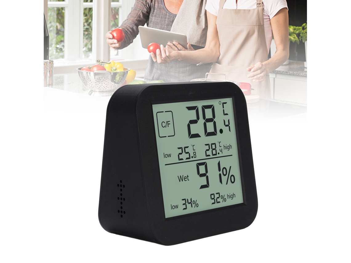 Thermometer Hygrometer Temperature Humidity Gauge Meter (double Sided Lcd Touch Screen Backlight, Black Multi-functional Timer) Eoocoo
