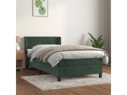 Cama Com Molas/colchão 100x200 Cm Veludo Verde-escuro