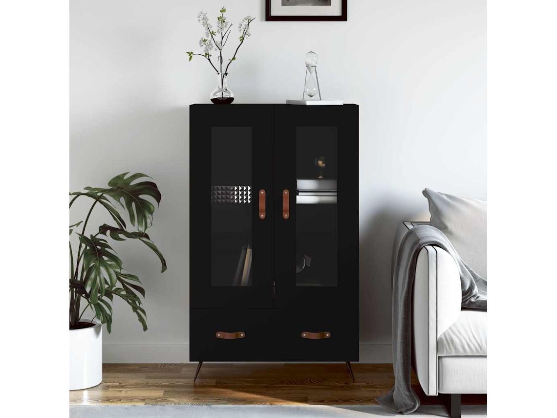 Vidaxl Aparador Alto 69,5x31x115 Cm Derivados De Madeira Preto