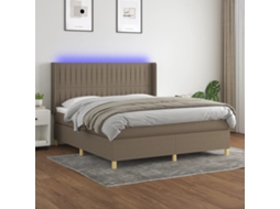 Vidaxl Cama Box Spring Colchão/led 160x200 Cm Tecido Cinza-acastanhado