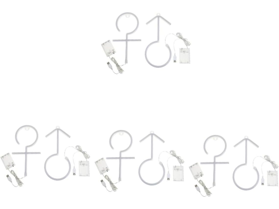 Conjunto de 8 luminárias de parede de LED neon com logotipo, luz indicadora de gênero, rosa e azul, alimentação USB ou por bateria. SFUSHOS