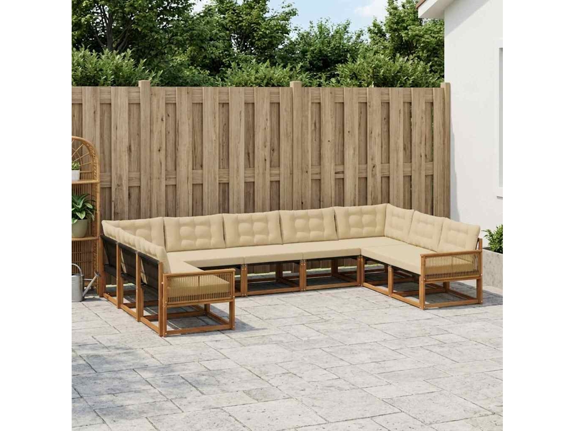 Vidaxl Conjunto De Sofás Para Exterior 9 Unid. Natural E Bege