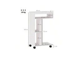 Mesa Auxiliar Com Rodas, Prateleiras E Design Moderno Para Sala De Estar Ou Quarto Branco Liptaptyn