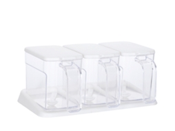 Pote Para Temperos Conjunto 3 Peças Transparente Colher Cozinha