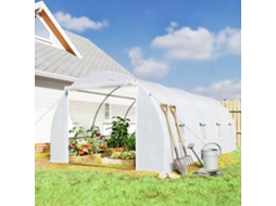 Estufa Túnel Para Plantas 595x300x200cm, 8 Aberturas, Revestimento De Polietileno, Estrutura Aço 24mm Branco Para Cultivo Em Jardimbr