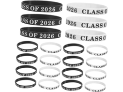 Pulseira Nuobesty com 50 unidades e formato de mensagem Turma 2026, em silicone leve e durável, ideal para desfiles.
