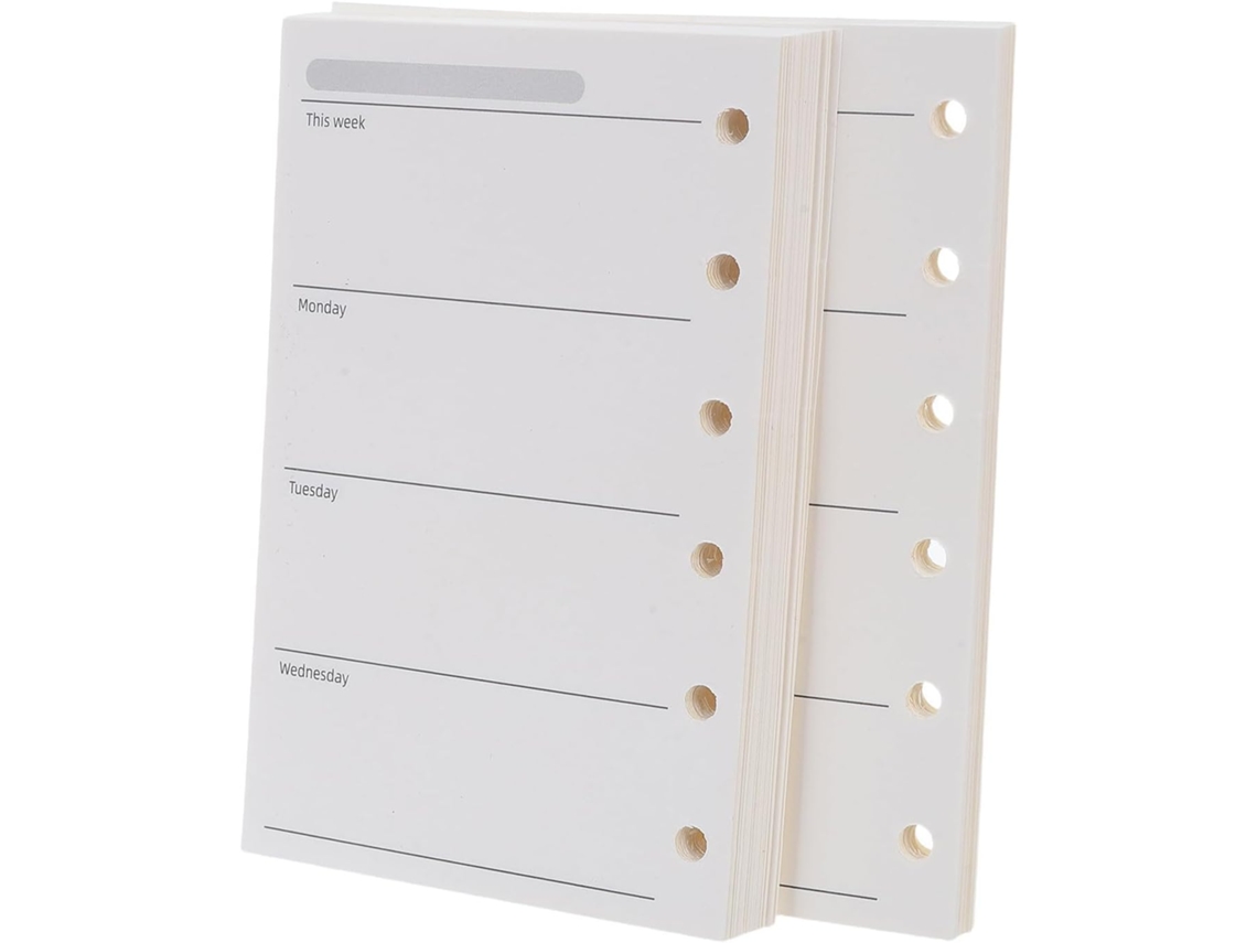 Recarga Para Agenda A7 200pcs, Papel 120gsm 6 Trous 6 Anneaux, Páginas Hebdomadaires Vierges, Formato 4,7x3