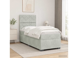 Vidaxl Cama Box Spring Com Colchão Cinzento-claro Individual Veludo