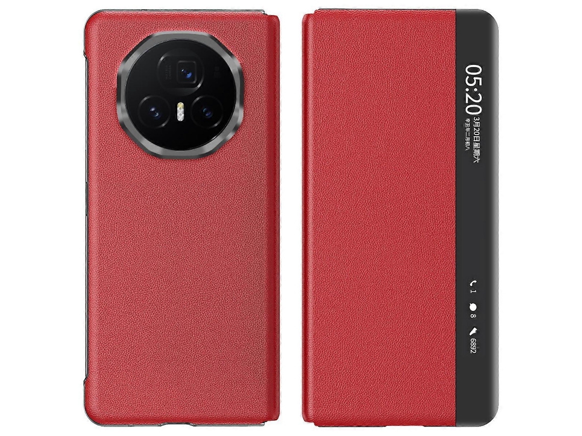 Compre For Honor Magic V3 5g Capa Com Janela De Visualização E Suporte De Couro Pu Capa Para Smartphone Vermelha