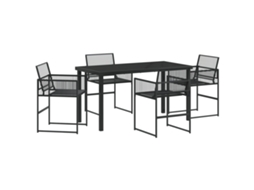 Conjunto 5 Conjunto De Jantar Para Jardim Vidaxl Preto Vime Pe (140 X 70 X 73 Cm)
