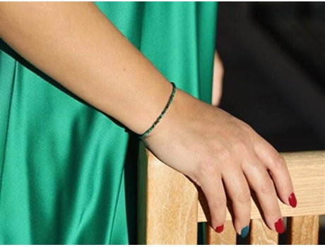 Pulseira Agato Pol B07/21l Malaquita Verde Prata 17 Cm Com Extensão De 3 Cm