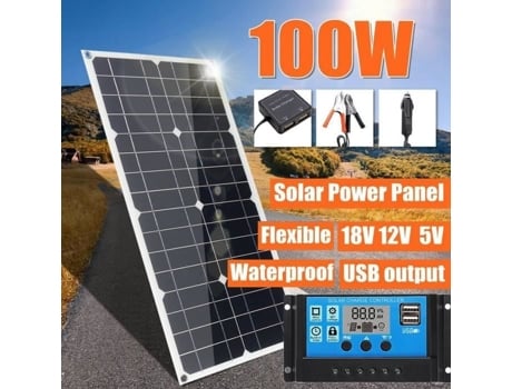 Kit de Carregador de Bateria Semi-Solar de Painel Solar Flexível 100W 18V com Controlador SODIAL