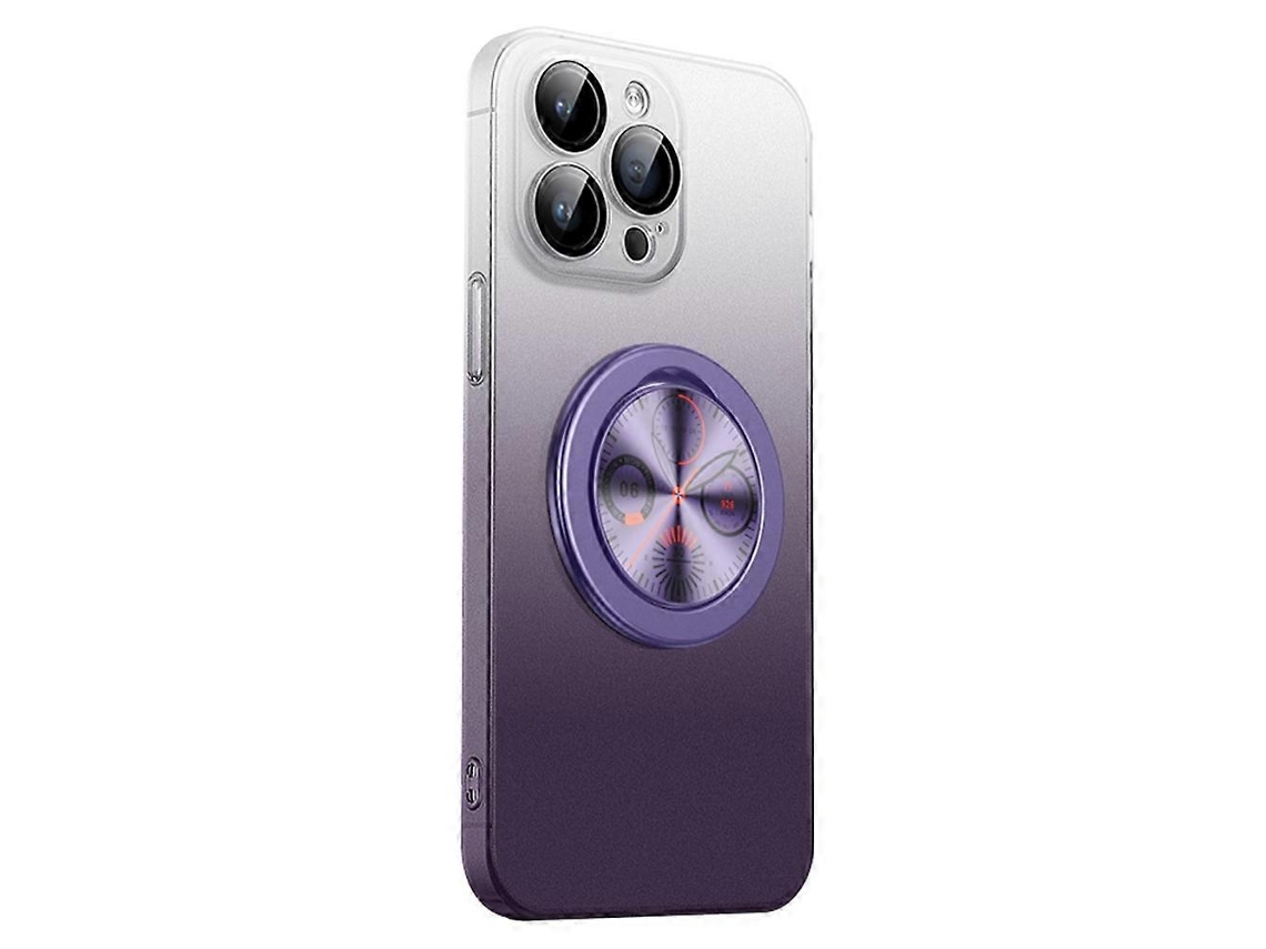 Capa Rígida De Pc Com Suporte E Mostrador Para Iphone 16 Pro Max, Cor Gradiente, Roxa