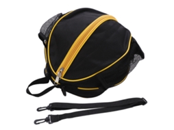 Bolsa Redonda De Malha Para Basquete Oxford Têxtil Com Borda Amarela Armazenamento Esportivo