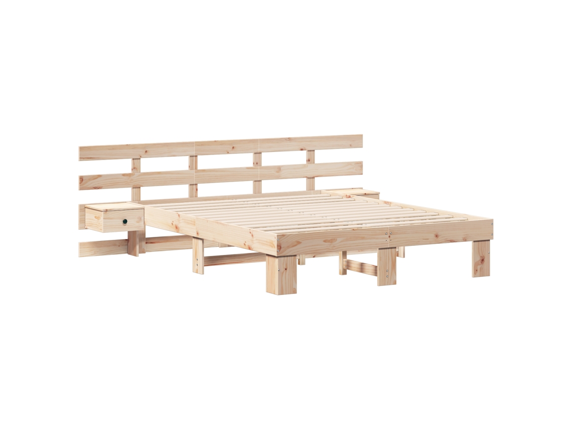 Estrado De Cama Plataforma Vidaxl Bege Madeira De Pinho Maciça (160x200 Cm)