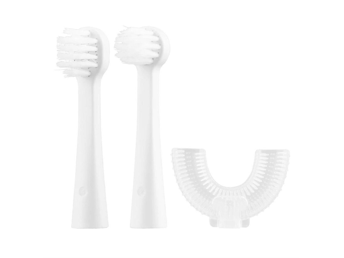 Escova De Dentes Elétrica Infantil Weasti Em Formato De U Com Vibração, Feita De Silicone, À Prova D'água E Alimentada Por Bateria, Com 4 Cabeças