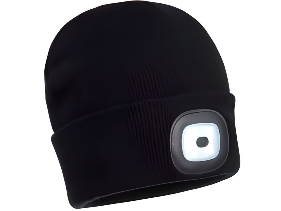 Boné BRILVIBERA, preto, com lanterna LED recarregável USB, 150 Lúmens