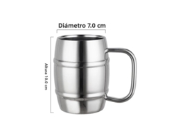 Caneca De Cerveja De Aço Inoxidável (450 Ml) Com Alça E Duas Extremidades.