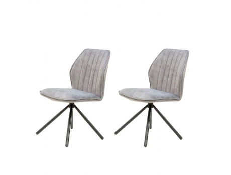Sala de Jantar Jans 2-Set 51X63X90 Cm Cinza Claro Acolchoado Pés de Metal CASA VITAL