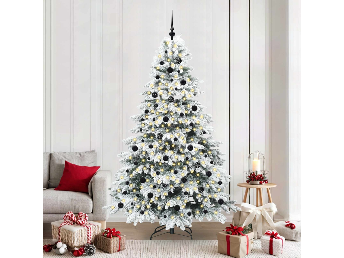 Vidaxl Árvore De Natal Artificial Com 300 Leds Branco 210 Cm Pe E Pvc