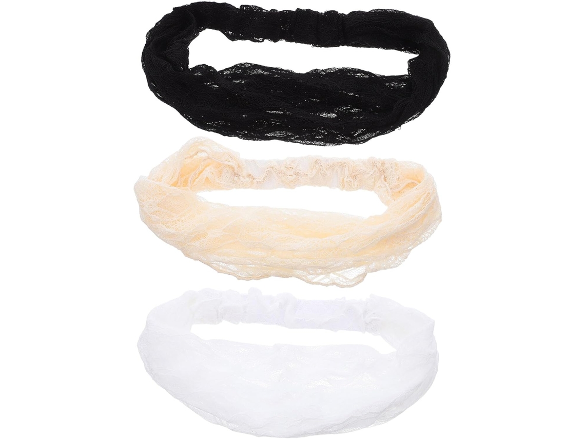 Conjunto de 3 bandanas femininas, acessórios elásticos e flexíveis.