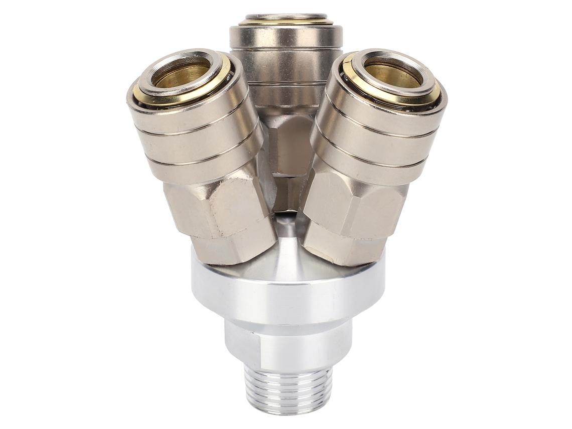 Laxiscreed Conectores Pneumáticos De 3 Vias Em Aço Cromado Para Sistemas De Ar Comprimido